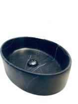 Cuba de Apoio Linha Itália na cor Black Mármore Matte Lisa Ovale com Válvula Click black Cuba de Apoio Linha Itália na cor Black Mármore Matte Lisa Ovale com Válvula Click black