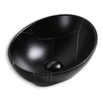 Cuba De Apoio Oval 41x33,5cm Mármore Preto Everfort