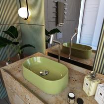 Cuba de Apoio para Banheiro Laila O42 Oval Compace Verde Acqua Cuba de Apoio para Banheiro Laila O42 Oval Compace Verde Acqua