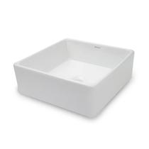 Cuba de Apoio para Banheiro/Lavabo Cerâmica Quadrada 38 cm Manplex Branco/Brilho