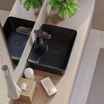 Cuba de Apoio para Banheiro/Lavabo Cerâmica Quadrada 48 cm Manplex Preto/Fosco Cuba de Apoio para Banheiro/Lavabo Cerâmica Quadrada 48 cm Manplex Preto/Fosco