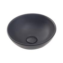 Cuba De Apoio Para Banheiro Redonda Slim Louça Cerâmica 28,5 cm Calcedônia Pingoo.casa - Preto Fosco