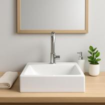 Cuba de Apoio Quadrada 30x32 Para Banheiro Lavabo Sobrepor Branco Mármore - Brovália Cuba de Apoio Quadrada 30x32 Para Banheiro Lavabo Sobrepor Branco Mármore - Brovália