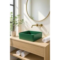 Cuba de Apoio Quadrada Preta 36x36cm Slim em Cerâmica EVERFORT para Banheiro e Lavabo