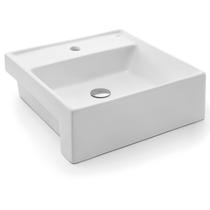 Cuba de Apoio Quadrada Semi Encaixe para Banheiro Lavatório 410x410x145 Branco Esmaltado Docol