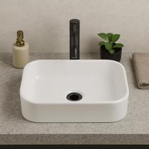 Cuba de Apoio Retangular 42cm Para Banheiro Lavabo Sobrepor Branca Mármore - Brovália