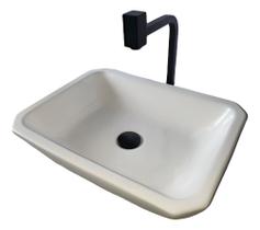 Cuba De Apoio Retangular 47x35cm De Louça Veneza Grande Sobr Branco Brilhante