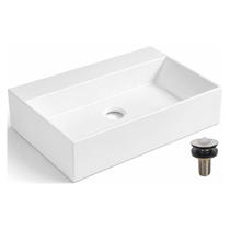 Cuba de Apoio Retangular com Mesa 51x36 Versa + Válvula Inox