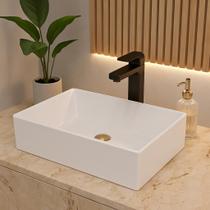 Cuba de Apoio Retangular em Mármore Sintético Branco Torino 39,5x27,5cm com Design Moderno e Sofisticado Cuba de Apoio Retangular em Mármore Sintético Branco Torino 39,5x27,5cm com Design Moderno e Sofisticado