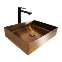 Cuba De Apoio Retangular Inox Rose Gold Rc 320