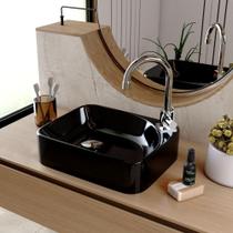 Cuba de Apoio Retangular Para Banheiro Lavabo Cross C01 RO36W Preto - Lyam