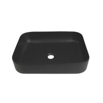 Cuba de Apoio Slim Retangular Sem Válvula para Banheiro Louça Cerâmica 50,5x39,5cm Fluorita Pingoo.casa - Preto Fosco