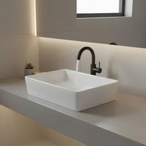 CUBA DE BANHEIRO SOBREPOR MONDIALLE APOIO LANAI 40cm BRANCA RETANGULAR