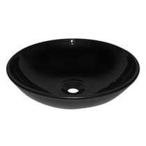 Cuba De Banheiro Sobrepor Redonda Vidro Preto 29Cm Prismatic