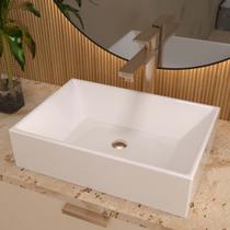 Cuba de Banheiro Torino em Mármore Sintético Branco Fosco Compacta, Moderna e Elegante