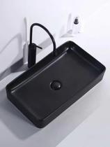 Cuba de Cerâmica Sobrepor Apoio Banheiro Pia 61x45 cm Preta