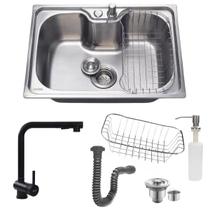 Cuba de cozinha 50x40cm inox 304 + torneira extensível preta Cuba de cozinha 50x40cm inox 304 + torneira extensível preta