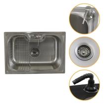 Cuba de Cozinha 60x42 Aço Inox 304 com Kit Completo Dispenser Válvula e Cesto Aramado Cuba de Cozinha 60x42 Aço Inox 304 com Kit Completo Dispenser Válvula e Cesto Aramado