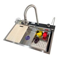 Cuba de Cozinha Gourmet Cascata Inox Smart 75x45 com Acessórios Completa Prata Brinovar