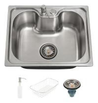 Cuba de Cozinha Pia Gourmet Nawa 50x40cm Aço Inox 201 com acessórios Pingoo.casa Prata
