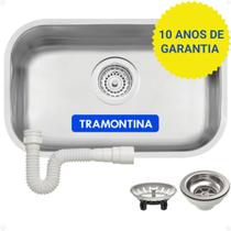 Cuba De Cozinha Pia Inox Bojo Tramontina Lavínia Número 1 47x30x17 Escovado Fosco Linha Prime Luxo