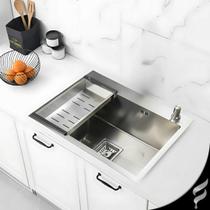 Cuba de Cozinha Quadrada Inox Escovado 60x45cm com Dispenser, Cesto, Válvula e Sifão Soft Inox Cuba de Cozinha Quadrada Inox Escovado 60x45cm com Dispenser, Cesto, Válvula e Sifão Soft Inox