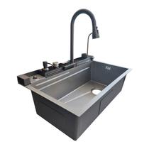 Cuba de Cozinha Smart Cinza Aço Inox com Torneira e Cascata Completa