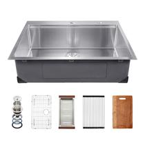 Cuba de Cozinha VEVOR 76x56x23 cm em Aço Inoxidável com Estação de Trabalho