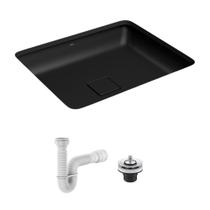 Cuba de Embutir Deca Slim 55x45 Retangular Ébano Fosco + Válvula + Sifão