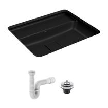 Cuba de Embutir Deca Slim 55x45 Retangular Ébano Fosco + Válvula + Sifão
