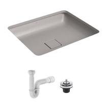 Cuba de Embutir Deca Slim 55x45 Retangular Soft Antracite + Válvula + Sifão