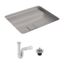 Cuba de Embutir Deca Slim 55x45 Retangular Soft Antracite + Válvula + Sifão