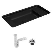 Cuba de Embutir Deca Slim 65x35 Retangular Ébano Fosco + Válvula + Sifão