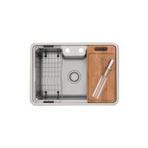 Cuba De Embutir Massima 68x48x20cm Inox Escovado C/valula/ Cesto Aramado/ Tabua De Madeira E Dosador De Sabão 90015693016 - Docol