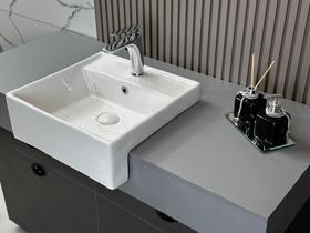 Cuba de Encaixe Inowar Tina Nahi 41x41cm Com Válvula de Click Esmaltada Branco