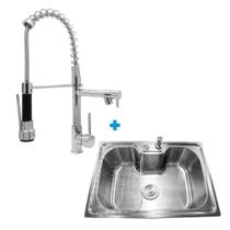 Cuba De Inox Com Torneira Monocomando Gourmet Cromada 8024