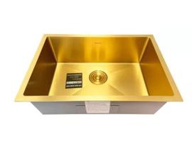 Cuba De Inox Gourmet 65x45 Dourada Quadrada Cozinha Válvula