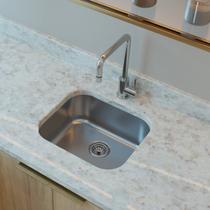 Cuba de Inox para Cozinha N3 40x34x14cm com Válvula Ghel Plus Incolor/Cinza Ghelplus