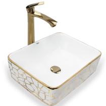 Cuba De Louça Cerâmica Apoio Banheiro Pia Dourada 48x38 Cm Cuba De Louça Cerâmica Apoio Banheiro Pia Dourada 48x38 Cm