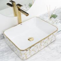 Cuba de Louça Cerâmica Apoio Banheiro Pia Dourada 48x38 cm Cuba de Louça Cerâmica Apoio Banheiro Pia Dourada 48x38 cm