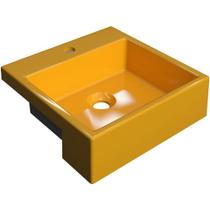 Cuba de Semi Encaixe Quadrada C01 Para Banheiro XQ355 Amarelo - Lyam Decor