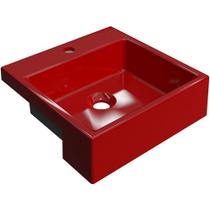 Cuba de Semi Encaixe Quadrada C01 Para Banheiro XQ355 Vermelho - Lyam Decor