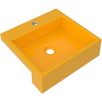 Cuba de Semi Encaixe Quadrada C01 Para Banheiro XQ395 Amarelo - Lyam Decor