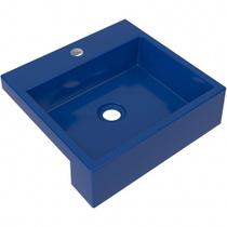 Cuba de Semi Encaixe Quadrada C01 Para Banheiro XQ395 Azul Escuro - Lyam Decor