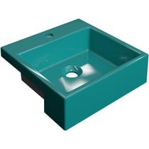 Cuba de Semi Encaixe Quadrada Para Banheiro XQ355 Azul Turquesa - Lyam Decor