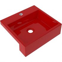 Cuba de Semi Encaixe Quadrada Para Banheiro XQ395 Vermelho - Lyam Decor