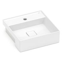 Cuba de Semi Encaixe Roca 40x40cm com Mesa T10 Fineceramic Branca Terra