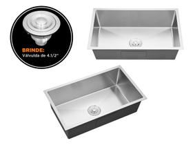 Cuba De Sobrepor Calha Úmida Essence 75x45cm Em Aço Inox Escovado Com Válvula De 4.1/2 Cuba De Sobrepor Calha Úmida Essence 75x45cm Em Aço Inox Escovado Com Válvula De 4.1/2