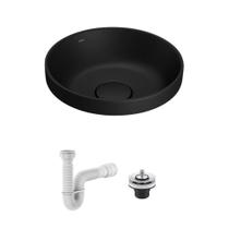 Cuba de Sobrepor Deca Slim 30x30 Redonda Ébano Fosco + Válvula + Sifão