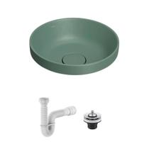 Cuba de Sobrepor Deca Slim 30x30 Redonda Sálvia + Válvula + Sifão